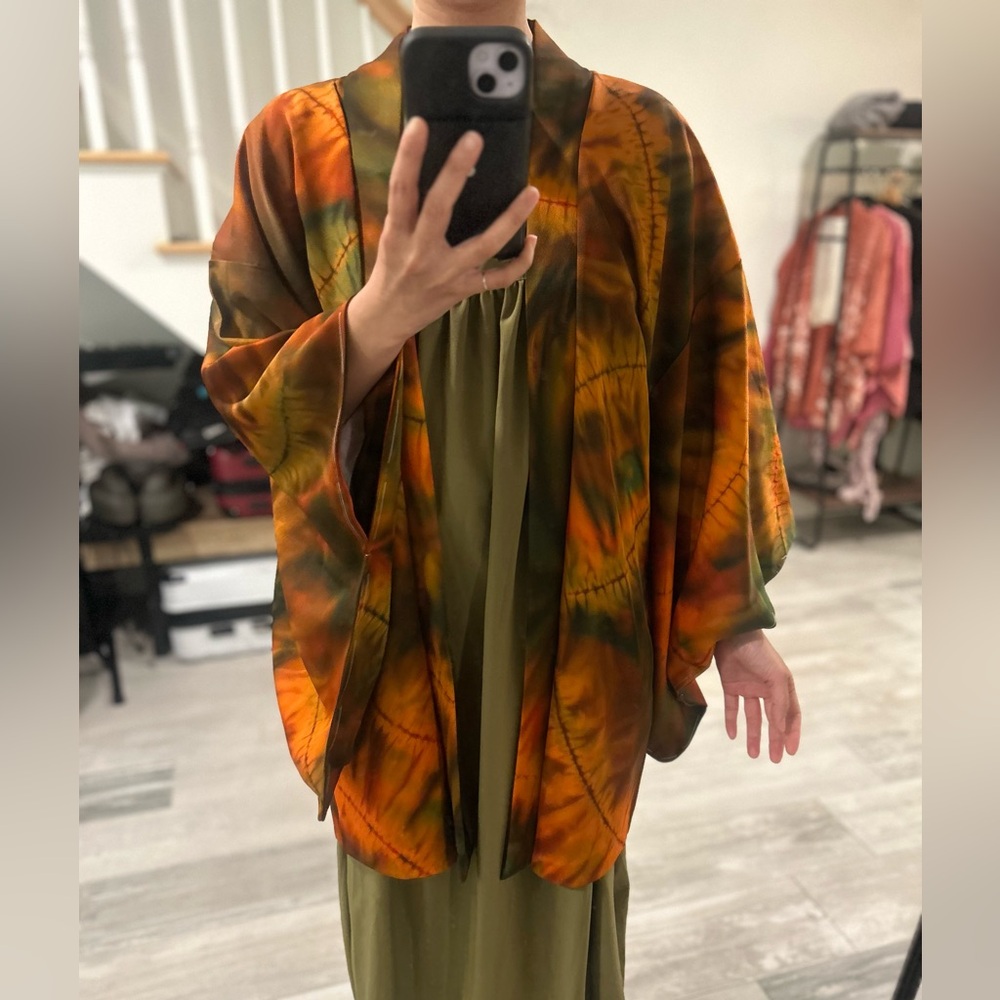 Japanese vintage kimono / orange / one of a kind